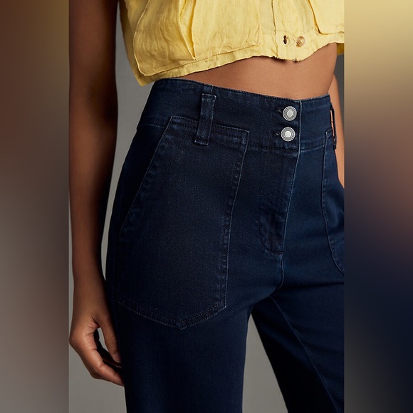 Maeve Denim - NWT Maeve Anthropologie Size 25 The Naomi High-Rise Wide-Leg Jeans Dark Wash